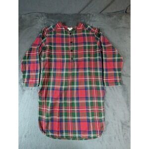 J. Crew Vintage Flannel Nightshirt Gown Size M Plaid Cotton Button
